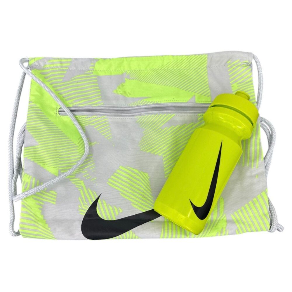Nike Drawstring Backpack neon Water Bottle cinch top graphic print